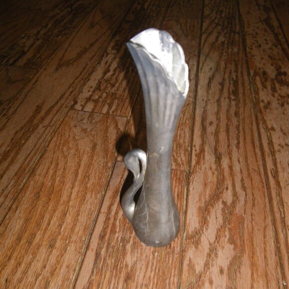 Vintage Small Metal Art Deco Style Vase w/ Swan Motif - Picture 2 of 4